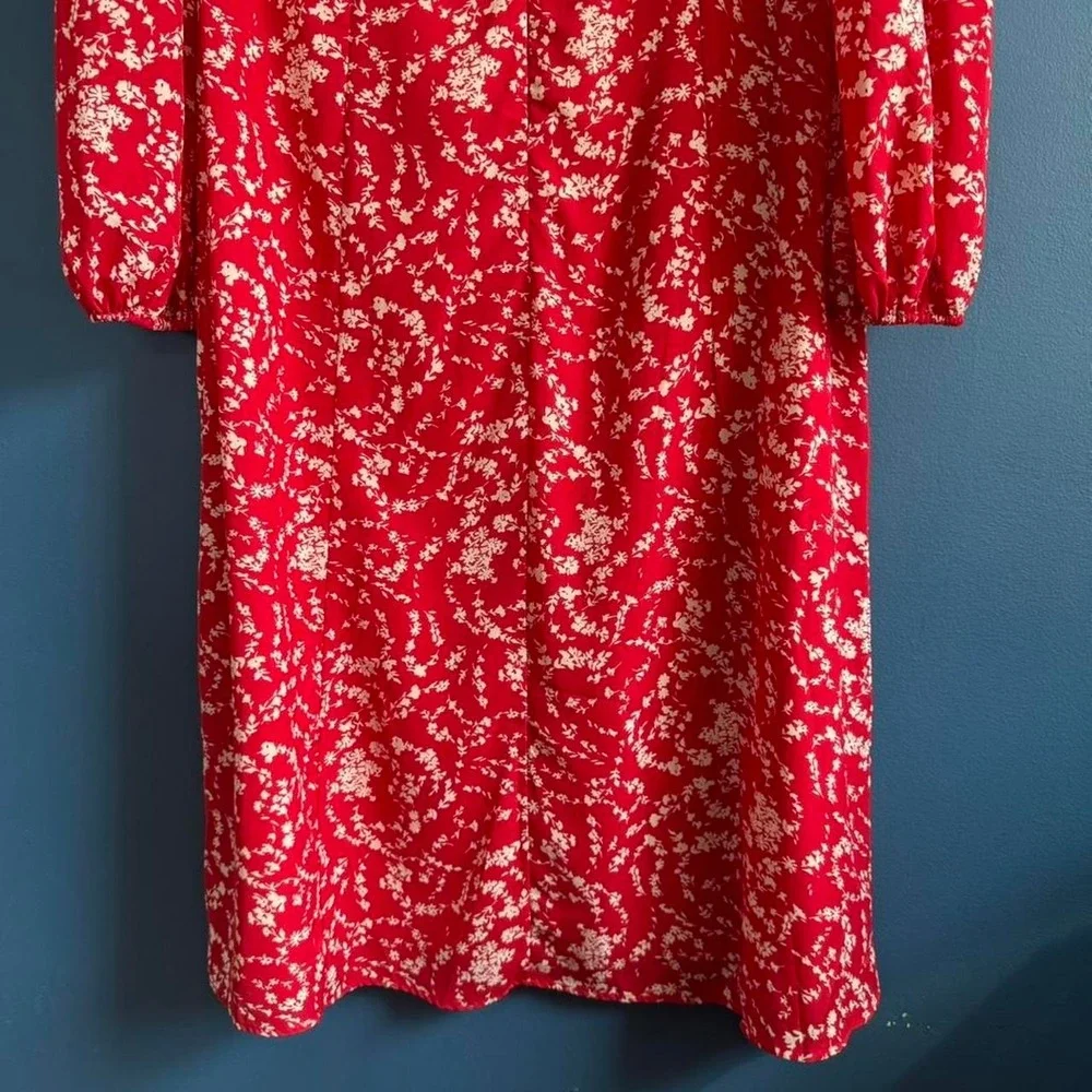 En Saison Red Floral Dress Women's Size Medium Long‎ Sleeve Maxi Anthropologie